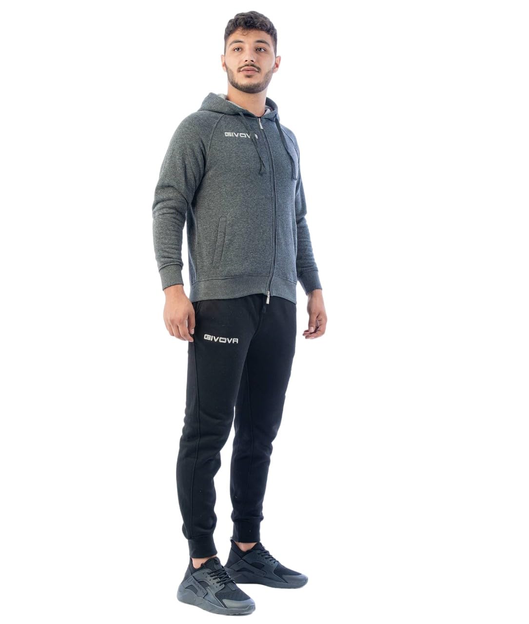 GIVOVA TUTA KING FELPA GRIGIO SCURO/NERO Tg. 2XL