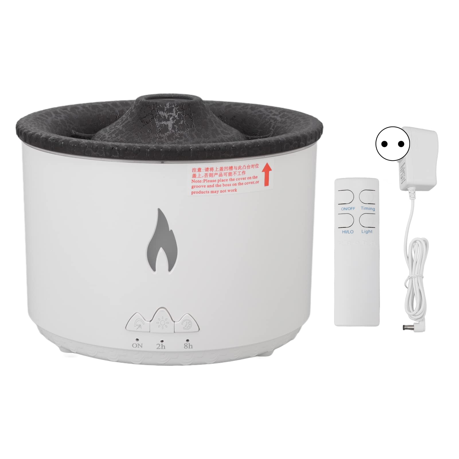 Diffuseur de Flamme Seajelly Humidificateur Atomisant Anneau de Fumée avec Télécommande Fissure Noire Flamme Bleue Bicolore pour Salon Chambre Matériau ABS 300 ML Ultrasons