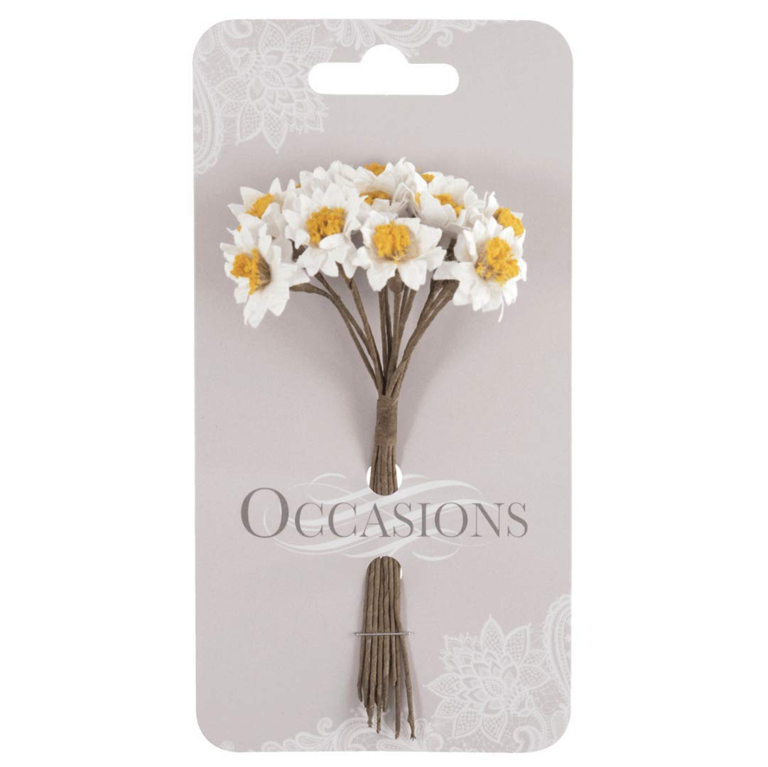 Miniature Paper Daisy 12 stems, 15mm size, card craft, small floral crafting