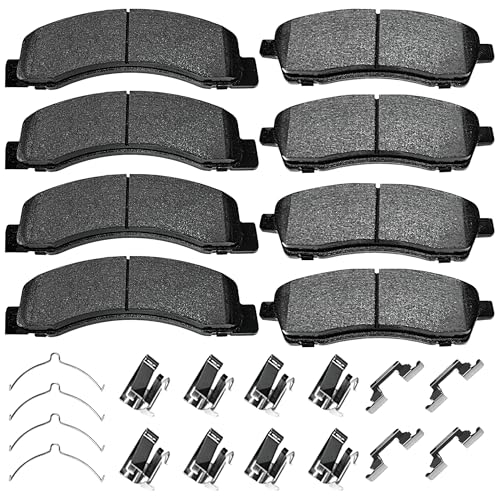 Image of Brake Pads Front and Rear Compatible with 2000-2005 Ford Excursion, 1999-2004 Ford F-250 F-350 Super Duty Automotive Replacement Brake Pads Semi-Metallic D824 D757