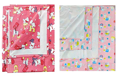 Image of EcoSoft Plastic Sheet,PVC Sheet for Kids,Rubber Sheet for Babies,Bed Wetting Protector(90 x 135 cm) (Alphabet Pink & Rabbit Pink)