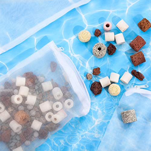 Image of Geiserailie 15 Pcs Aquarium Filter Media Bags 150 Micrometer Fine Filter Bags Mesh Reusable with Zipper for Activated Carbon Resins (5.5 x 7.9 Inch)