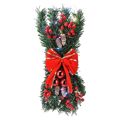 IUIBMI Artificial Christmas Teardrop Swags Prelit Stairway Swag Trim Xmas Simulation Staircase Decoration Door Swag Garlands for Home Party Shopwindow Stair Christmas Decoration(#1)