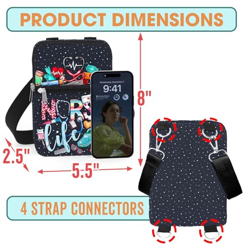84hoods Waterproof Crossbody Phone Purse. Versatile Cell Phone Bag for Women. Gift for Nurse.2