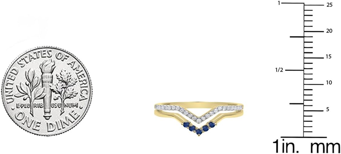 Dazzlingrock Collection 14K Round Gemstone & Diamond Ladies Five Stone Chevron Wedding Band, Yellow Gold
