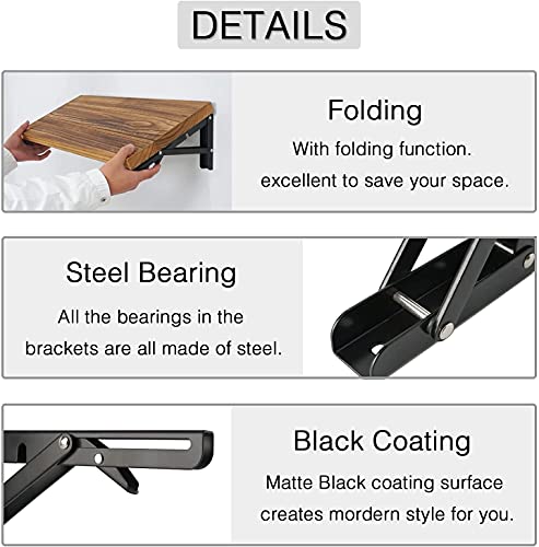 AUTOHJ Folding Shelf Brackets - 24 Inch 2 Pcs Heavy Duty Metal Collapsible Triangle Shelf Bracket, DIY Wall Mounted Shelf Bracket, Space Saving for Bench Table by AUTOHJ - Image 3