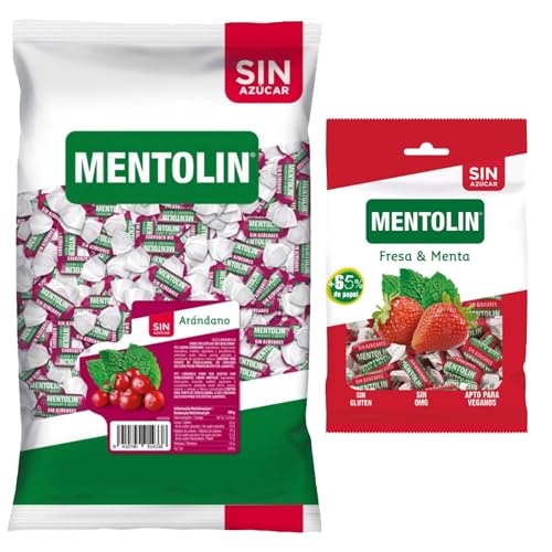 Mentolín caramelos garganta arándano s/a bolsa 1kg y de regalo fresa menta s/a bolsa 100g