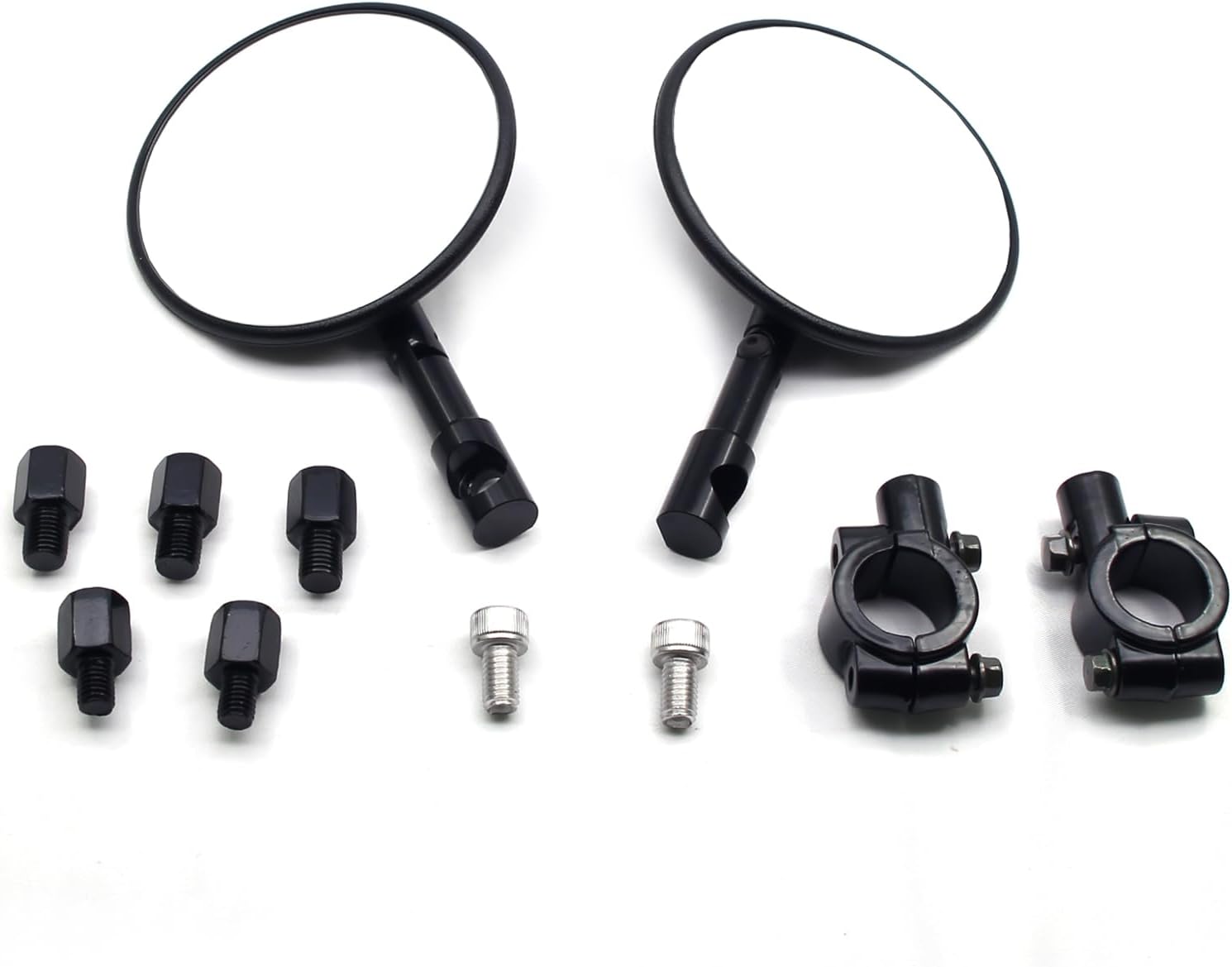 MZS Motorcycle Handlebar Mirrors, Foldable Bar End Mirror M8 Thread with 7/8 Handlebars Mount Fit for Motorbike Street Dirt Electric Bike E-bike Adventure Scooter ATV Quad