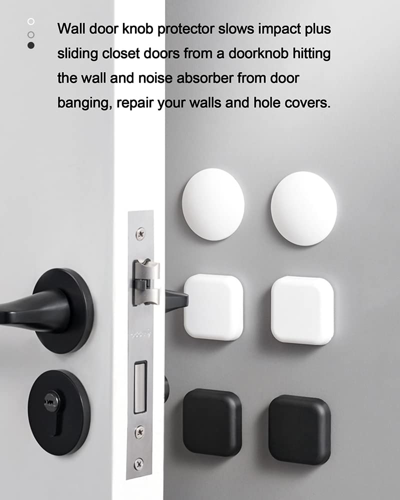 Tope de puerta con cuña for puerta, protector de pared de tope de puerta negro, 6 piezas, parachoques de perilla de puerta autoadhesivo, tope de puerta suave de silicona absorbente de golpes, protecto