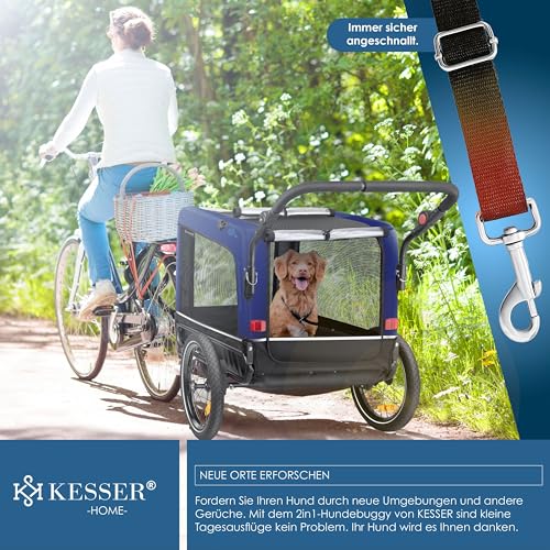 KESSER® Hundeanhänger Boxer 3-in-1 Hundebuggy & Jogger Fahrradanhänger groß ca. 240 Liter Volumen, gefedert, Material: 600D Oxford Canvas, SmartSpace Concept, maximale Belastbarkeit: 40 kg