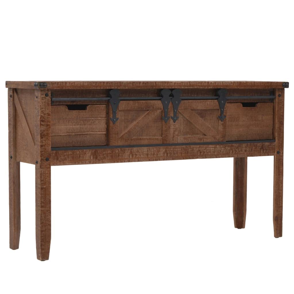 Mesa Consola de Madera de Abeto Maciza marrón Mesa Consola Clásica de Madera Maciza con Riel Deslizante y Estilo Vintage 131x35,5x75 cm