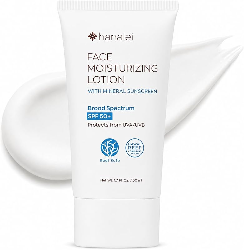Hanalei Hidratante facial com protetor solar mineral FPS 50, 50 mL