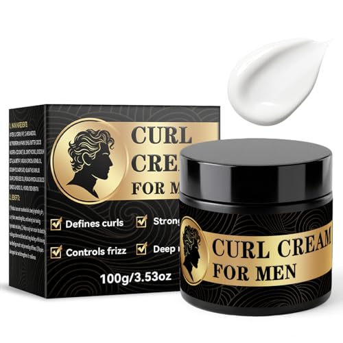Image of Curling Cream - Curl Cream for Men, Controls Frizz, Defines Curls, Smooths & Hydrates Curly and Wavy Hair, Mens Curly Hair Products with Fresh Scent, 100g /3.53Oz