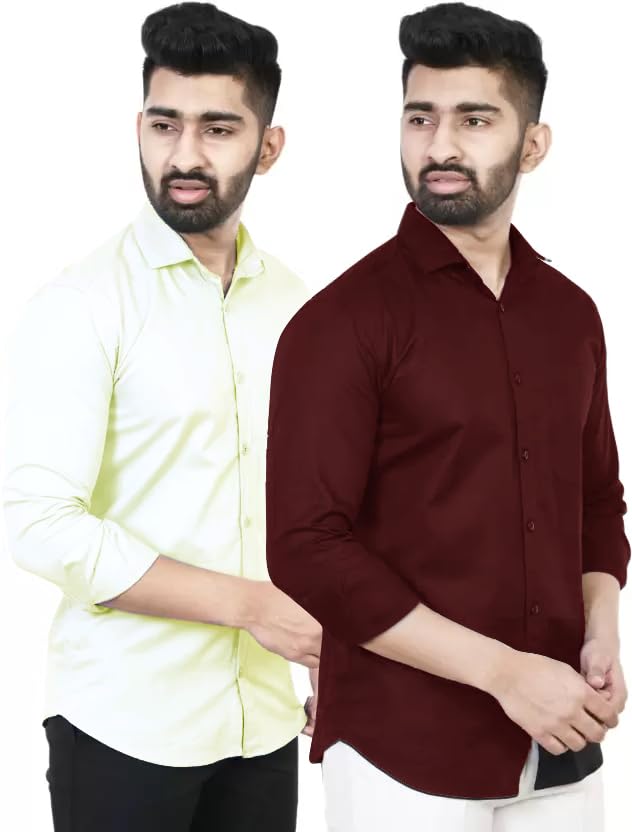 Image of Tee Projekt Premium Plain Cotton Shirt for Men | Cotton Shirt | Casual Shirt | Solid Shirt | Full Sleeves | Formal Shirt
