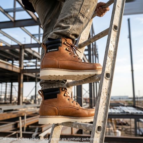 Image of SUREWAY 6 inch Soft Toe Work Boots for Men - GoodyearWelt Full Grain Leather, Lace Up Mac Toe Work Shoes, EH Construction Oil /Slip Resistant, Durable Rubber Sole Boots for Warehouse, Factory, Daily Wear
