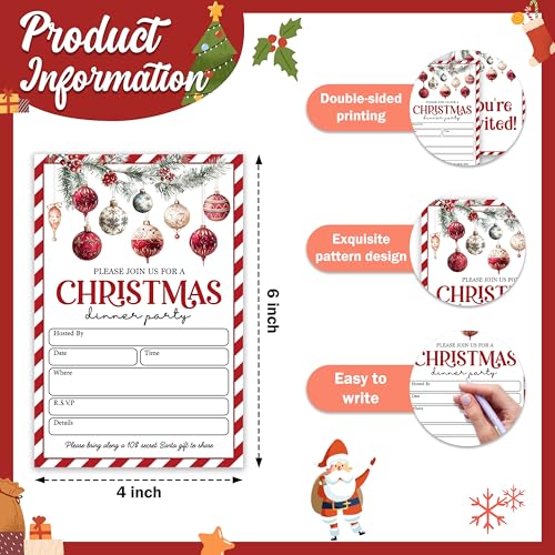image for CWIOQPYI Christmas Party Invitations, 25 Set Xmas Lights Invitation Ca