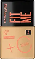Maybelline NY Fit Me Fresh Tint Base Líquida, Proporciona Efeito Glow Natural, Controla a Oleosidade e Uniformiza a Pele com Vitamina C e FPS 50, Cor 04, 30ml