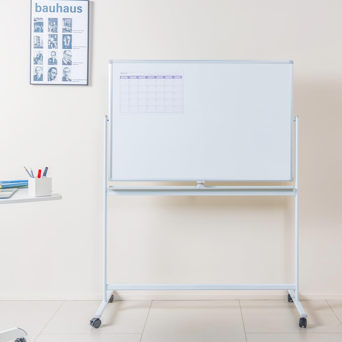 LogiLink EO0064 - Whiteboard/Tafel, 2-seitig beschreibbar, 120 x 80 cm, auf Rollen, Aluminiumrahmen