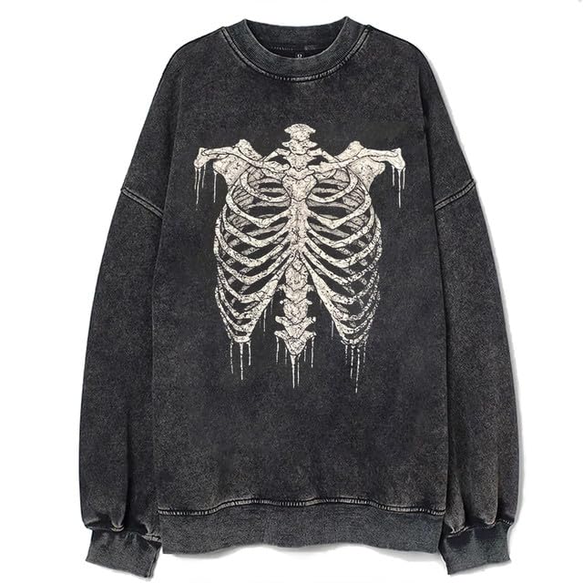 Retro broken skeleton Sweatshirt Halloween horror skeleton shirt