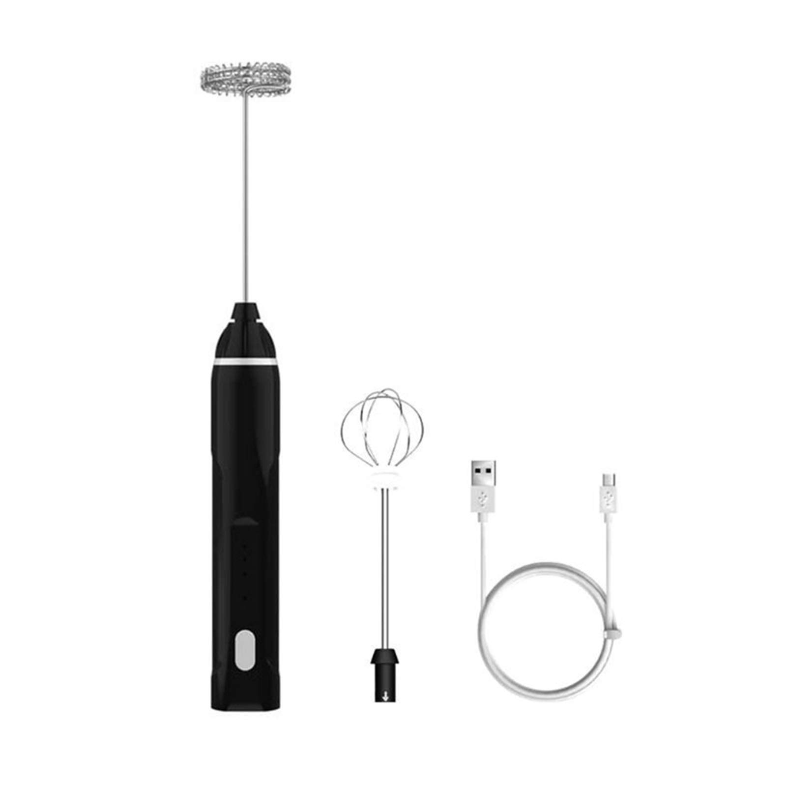 Mezclador de espumador de Leche Recargable por USB batidor de Mano de 3 velocidades espumador de Leche para Capuchino, batidor de Huevos Mini batidora integrada (Negro)