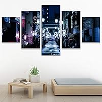 SIGNWIN 5 Panel Canvas Wall Art Street View for Home Decorations Ready to Hang - 60
