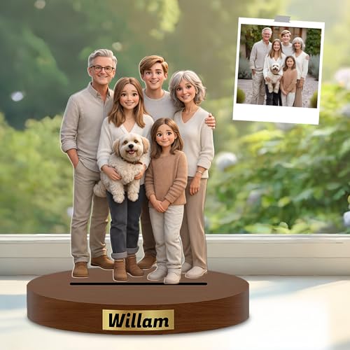 SLKXNU Personalized Couple Standing Figurine Acrylic Custom Cartoon Photo Style Plaque...