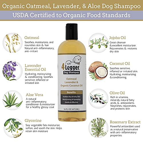 4Legger Organic Dog Shampoo USDA Certified Organic, All Natural Hypoallergenic Dog Shampoo with Oatmeal, Lavender, and… - Image 6