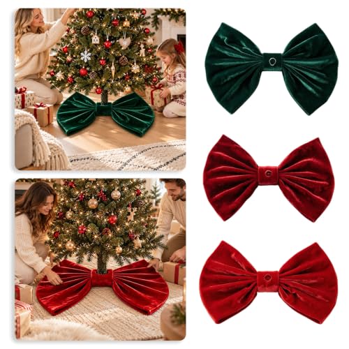 35.4in Large Base Bow Christmas Tree Skirt Decor Mat for Holiday Display - image 5