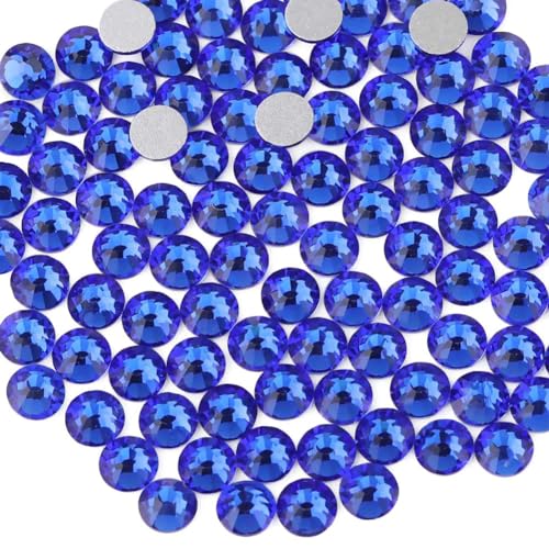 Image of Beadsland Flat Back Crystal Rhinestones, Sapphire, SS30, 576pcs | Flatback Glass Gems, 6.3-6.5mm, for Nail Art Craft, Glue Fix,Royal Blue