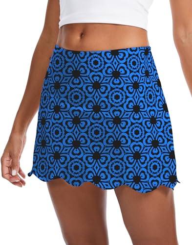 Image of M MOTEEPI 14 inch Scalloped Hem Skorts for Women with Pockets High Waisted Tennis Golf Athletic Skirt with Shorts 2026