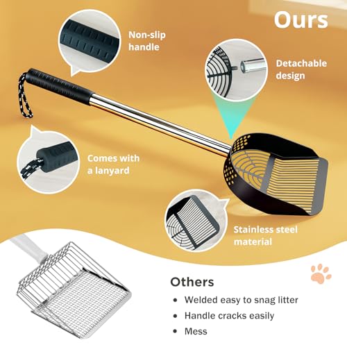 Arenero alto para gato de acero inoxidable con tapa y pala miniatura 7