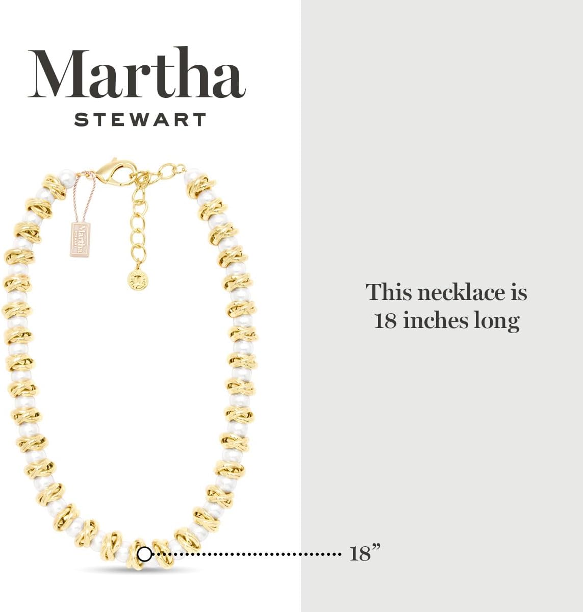 Martha Stewart Elegant Gold and Pearl Necklace, 18 Inches For Women - Image 3