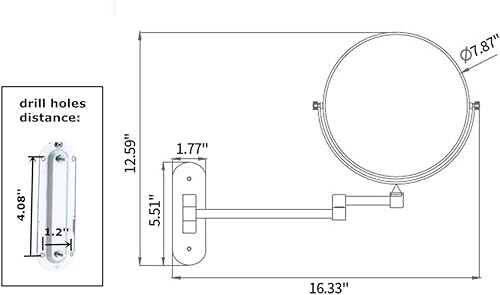 Miniatura 8 de Espejo de maquillaje dorado montado en la pared de doble cara con aumento de 10X, espejo de tocador de montaje en pared, pulido dorado