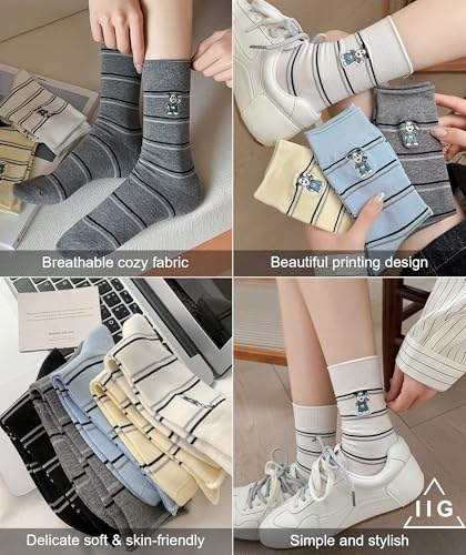 Image of IIG 5 Pairs Womens Novelty Cute Crew Socks Colorful Funny Ankle Socks Gifts for Womens Socks
