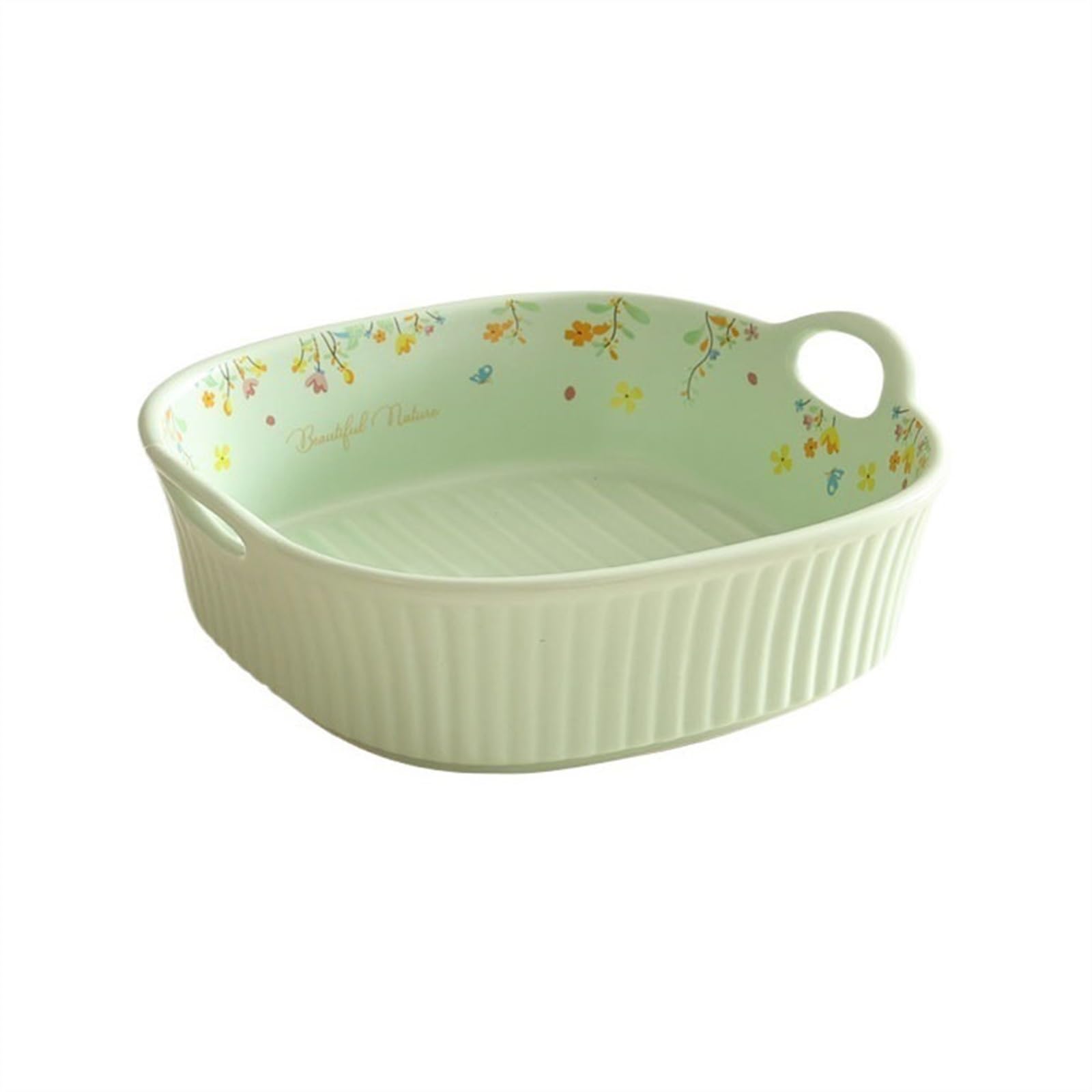Articoli da forno Piastra da forno for la casa, ciotola for formaggio in ceramica ad alta temperatura, piatto portata di grande capacità Vassoi Da Forno(Green)