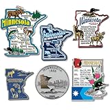 Set includes six (6) different Minnesota vintage souvenir state magnets Durable .100" Thick Flexible 3D Molded Rubber Magnets with full magnetic backing Made in the U.S.A. by Ideaman, Inc., the manufacturers of the Original Classic souvenir magnets! ...