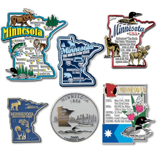 Set de 6 imanes decorativos de Minnesota vintage