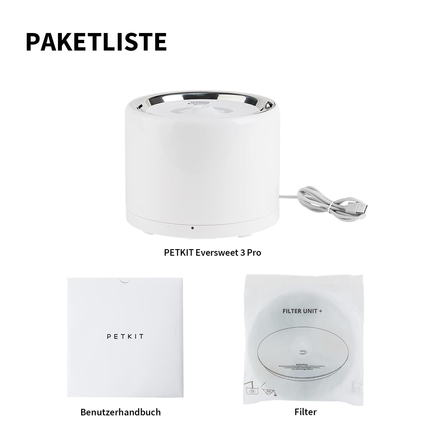 PETKIT Drahtlose Wasserpumpe Automatische intelligenter Trinkbrunnen für Katze und Hund, Auskleidung aus rostfreiem Stahl, Beherbergt Nicht leicht Bakterien