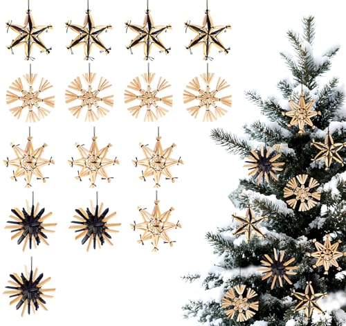 15 X Strohsterne Christbaumschmuck 6cm Weihnachtsbaumanhänger...