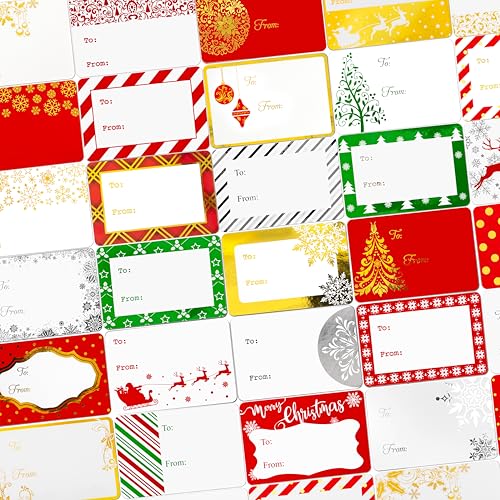 160 Pack Christmas Name Tag Stickers Present with Gold & Silver Foil, 3'x2' 32 Assorted Patterns of to from Christmas Labels Gift for Kids, Adults, Family, Friends, and Business.