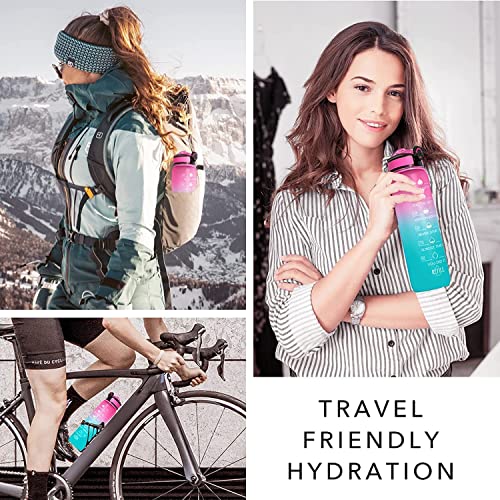Image of Water Bottle with Motivational Time Marker, Motivational Water Bottle,Sipper Straw Drinking Reminder with BPA Free Tritan Material For Gym,Kids,Home,Office,School-Multi(1 Litre Bottle)-1Pic