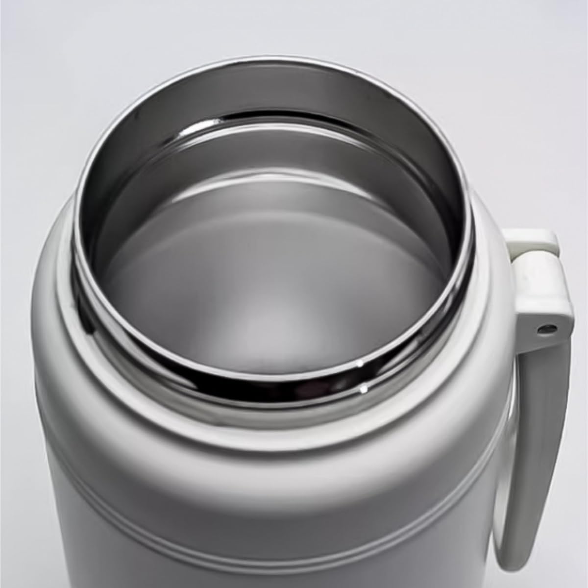 Trinkflasche Wasserflasche Einfacher Edelstahl-Thermosbecher Mit Großem Fassungsvermögen Und Tragbarem Griff Trinkflasche Fitness(White)
