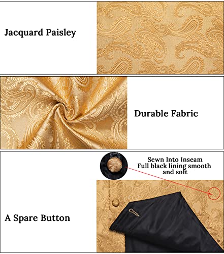 Dibangu Mens Formal Gold Vest And Bow Tie Sets Waistcoat And Tie Pocket Square Cufflinks Business Party #TOP4