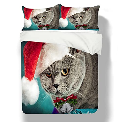 Katze Tier Weihnachten Bettwäsche Schneeflocke Muster...