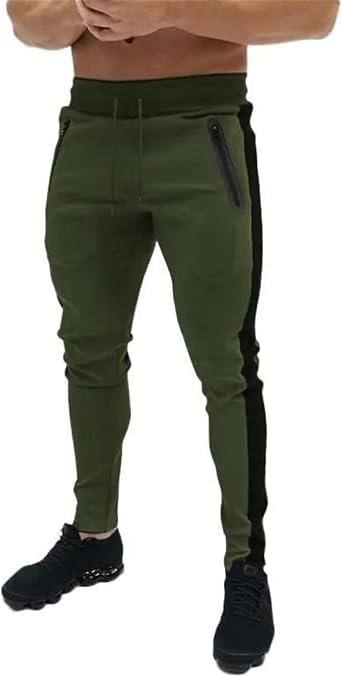 Spring Autumn Mens Casual Pants Stripes Slim Legging Bound Feet Trouser
