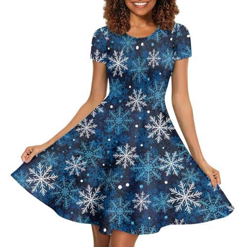 Image of POLERO Sunflower Dress for Women Floral Summer Dresses Short Sleeve Casual Sundresses Midi Dresses