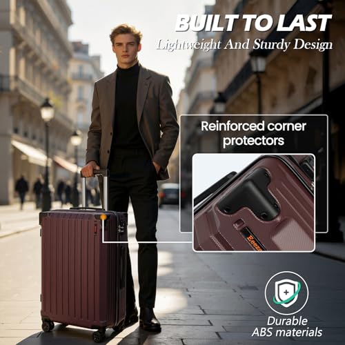 Luggage Sets 5 Piece,Hardside Luggage with Spinner Wheels, Lightweight ABS Hard Shell Travel Luggage with TSA Lock for Family Trips, Business,Vacation - Image 4