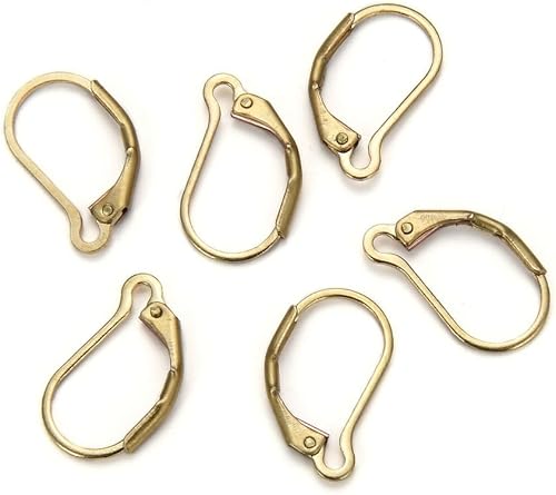 Miniatura 8 de Adabele 50 Uds. de latón crudo redondo Huggies Leverback Pendientes Ganchos Earwire Conector No PlateadoRecubierto para Pendientes Joyería