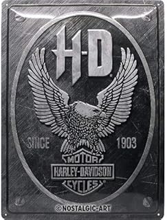 Nostalgic-Art Retro Tin Sign  Harley-Davidson  Metal Eagle  Gift idea for Motorcycle Fans, Plaque, Vintage Design for Decoration, 30 x 40 cm