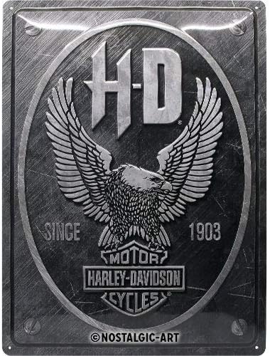 Nostalgic-Art Retro Tin Sign  Harley-Davidson  Metal Eagle  Gift idea for Motorcycle Fans, Plaque, Vintage Design for Decoration, 30 x 40 cm